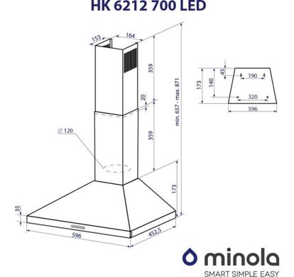 Витяжки Minola HK 6212 I 700 LED фото