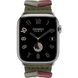 Apple Watch Hermes Series 9 GPS + Cellular, 45mm Silver Stainless Steel Case with Kaki Bridon Single Tour (MRQP3 + MTHR3)