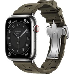 Смарт-годинник Apple Watch Hermes Series 9 GPS + Cellular, 45mm Silver Stainless Steel Case with Kaki Kilim Single Tour (MRQP3 + MTJ23) фото