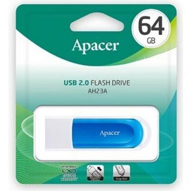 Flash память Apacer 64 GB AH23A USB 2.0 White/Blue (AP64GAH23AW-1) фото