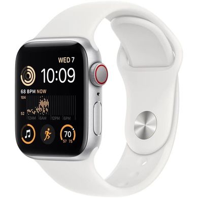 Смарт-годинник Apple Watch SE 2 GPS + Cellular 44mm Silver Aluminum Case with White Sport Band - M/L (MNU63) фото