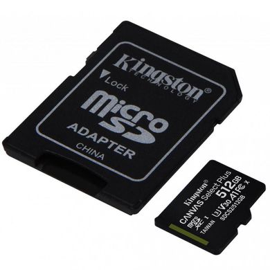 Карта пам'яті Kingston 512 GB microSDXC Class 10 UHS-I U3 Canvas Select Plus + SD Adapter SDCS2/512GB фото