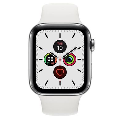 Смарт-часы Apple Watch Series 5 LTE 44mm Steel w. White b.- Steel (MWW22) фото