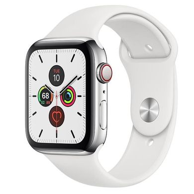 Смарт-годинник Apple Watch Series 5 LTE 44mm Steel w. White b.- Steel (MWW22) фото