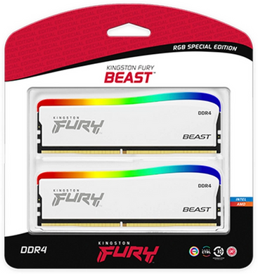 Оперативная память Kingston FURY 32 GB (2x16GB) DDR4 3600 MHz Beast RGB Special Edition White (KF436C18BWAK2/32) фото
