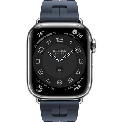 Смарт-часы Apple Watch Hermes Series 9 GPS + Cellular, 45mm Silver Stainless Steel Case with Navy Kilim Single Tour (MRQP3 + MTHY3) фото