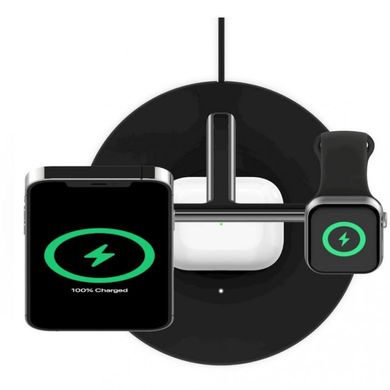 Зарядний пристрій Belkin BOOST CHARGE PRO 3-in-1 Wireless Charger with MagSafe Black (WIZ009VFBK) фото