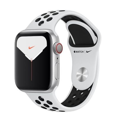 Смарт-часы Apple Watch Series 5 GPS + LTE 40mm Silver Aluminium w. Pure Platinum/Black Nike Sport Band (MX372) фото