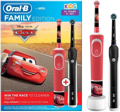 Електричні зубні щітки Braun Oral-B Pro 700 (D16.513.1U) + Kids Cars (D100.410.2K) Family Edition фото