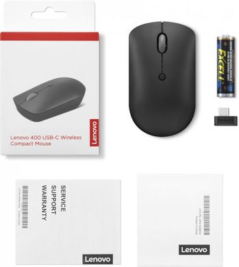 Миша комп'ютерна Lenovo 400 USB-C Compact Wireless Black (GY51D20865) фото