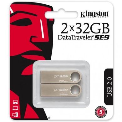Flash пам'ять Kingston 32 GB Silver (DTSE9H/32GB-2P) фото