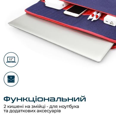 Сумка та рюкзак для ноутбуків Promate Portfolio-S 11" Blue (portfolio-s.blue) фото