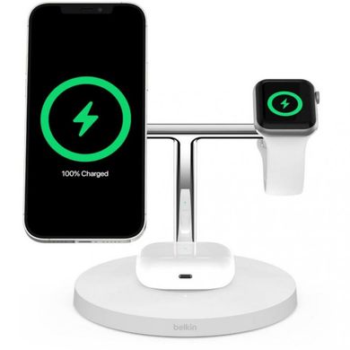 Зарядное устройство Belkin BOOST CHARGE PRO 3-in-1 Wireless Charger with MagSafe White (WIZ009vfWH) фото