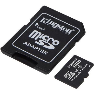 Карта пам'яті Kingston 8 GB microSDHC Class 10 UHS-I Industrial + SD Adapter SDCIT/8GB фото