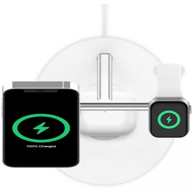 Зарядное устройство Belkin BOOST CHARGE PRO 3-in-1 Wireless Charger with MagSafe White (WIZ009vfWH) фото