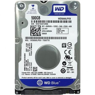 Жорсткий диск WD Scorpio Blue WD5000LPVX фото