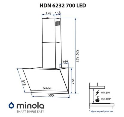 Витяжки Minola HDN 6232 BL/INOX 700 LED фото