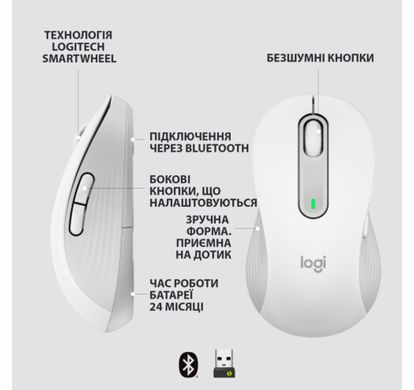 Миша комп'ютерна Logitech Signature M650 L Wireless Mouse LEFT Off-White (910-006240) фото