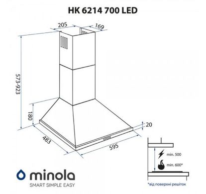 Вытяжки Minola HK 6214 BL 700 LED фото