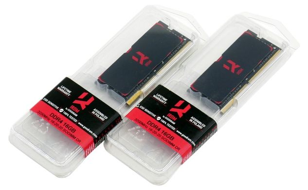 Оперативна пам'ять GOODRAM 16 GB SO-DIMM DDR4 3200MHz IRDM Black (IR-3200S464L16A/16G) фото