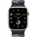 Apple Watch Hermes Series 9 GPS + Cellular, 45mm Silver Stainless Steel Case with Noir Bridon Single Tour (MRQP3 + MTHQ3)