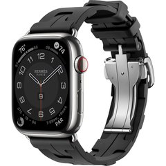 Смарт-часы Apple Watch Hermes Series 9 GPS + Cellular, 45mm Silver Stainless Steel Case with Noir Kilim Single Tour (MRQP3 + MTHX3) фото