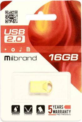 Flash пам'ять Mibrand 16GB Hawk USB 2.0 Gold (MI2.0/HA16M1G) фото