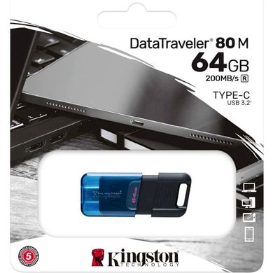 Flash пам'ять Kingston 64 GB DataTraveler 80 M USB-C 3.2 (DT80M/64GB) фото