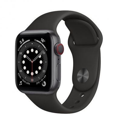 Смарт-годинник Apple Watch Series 6 40mm GPS+LTE Space Gray Aluminum Case with Black Sport Band (M02Q3) фото