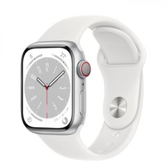 Смарт-годинник Apple Watch Series 8 GPS + Cellular 45mm Silver Aluminum Case with White S. Band S/M (MP4Q3) фото