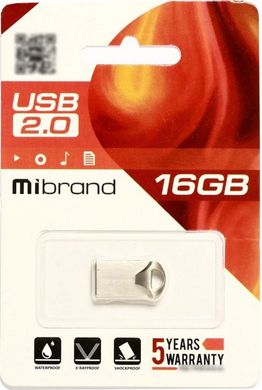 Flash пам'ять Mibrand 16GB Hawk USB 2.0 Silver (MI2.0/HA16M1S) фото