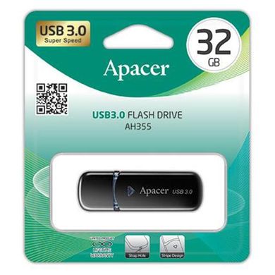 Flash пам'ять Apacer 32 GB AH355 USB 3.0 Black (AP32GAH355B-1) фото