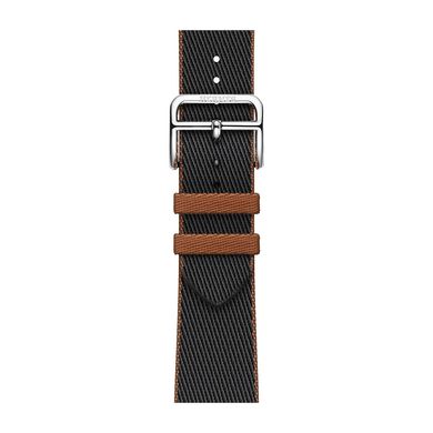 Смарт-часы Apple Watch Hermes Series 9 GPS + Cellular, 45mm Silver Stainless Steel Case with Noir/Gold Twill Jump Single Tour (MRQP3 + MTHH3) фото