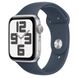 Apple Watch SE 2 GPS 44mm Silver Aluminium Case with Storm Blue Sport Band S/M (MREC3)
