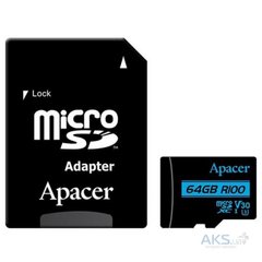Карты памяти Apacer 64 GB microSDXC UHS-I U3 AP64GMCSX10U7-R