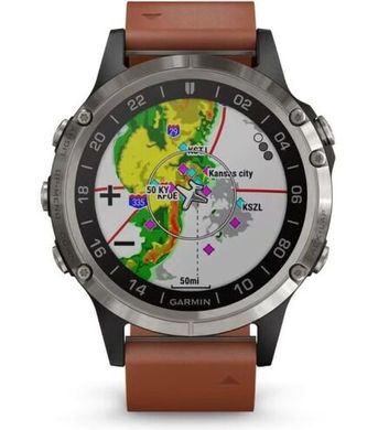 Смарт-часы GARMIN D2 DELTA AVIATOR WATCH WITH BROWN LEATHER BAND 47mm (010-01988-30) фото