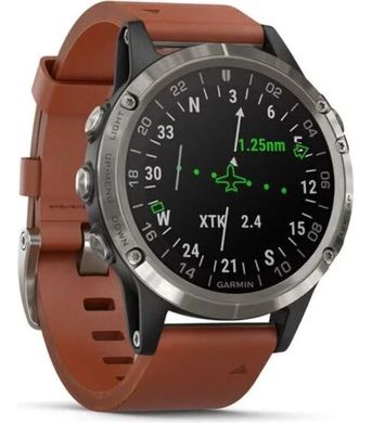 Смарт-годинник GARMIN D2 DELTA AVIATOR WATCH WITH BROWN LEATHER BAND 47mm (010-01988-30) фото