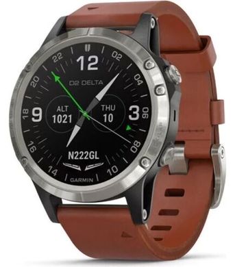 Смарт-часы GARMIN D2 DELTA AVIATOR WATCH WITH BROWN LEATHER BAND 47mm (010-01988-30) фото