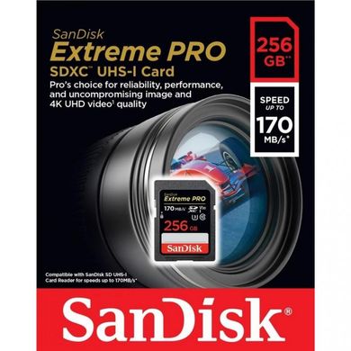 Карта пам'яті SanDisk 256 GB SDXC UHS-I U3 Extreme Pro SDSDXXY-256G-GN4IN фото