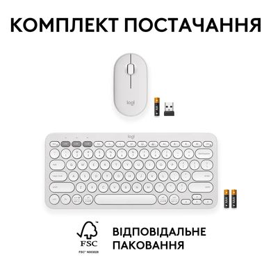 Комплект (клавиатура+мышь) Logitech Pebble 2 Combo White (920-012240) фото