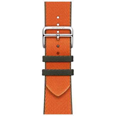 Смарт-часы Apple Watch Hermes Series 9 GPS + Cellular, 45mm Silver Stainless Steel Case with Orange/Kaki Twill Jump Single Tour (MRQP3 + MTHK3) фото