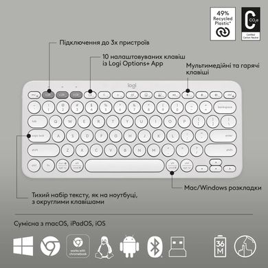 Комплект (клавіатура+миша) Logitech Pebble 2 Combo White (920-012240) фото