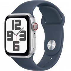 Смарт-годинник Apple Watch SE 2 GPS + Cellular 40mm Silver Aluminum Case with Storm Blue Sport Band - S/M (MRGH3) фото