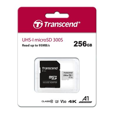 Карта памяти Transcend 256 GB microSDXC UHS-I U3 300S + SD Adapter TS256GUSD300S-A фото