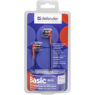 Навушники Defender Basic 604 Black-Red (63605) фото