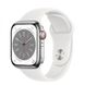 Apple Watch Series 8 GPS + Cellular 41mm Silver S. Steel Case w. White S. Band (MNJ53)