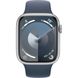 Apple Watch Series 9 GPS + Cellular 41mm Silver Alu. Case w. Storm Blue Sport Band - M/L (MRHW3)