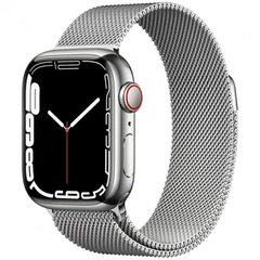 Смарт-годинник Apple Watch Series 7 GPS + Cellular 41mm Silver Stainless Steel Case with Silver Milanese Loop (MKHF3) фото