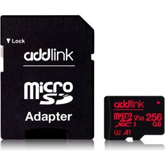 Карта пам'яті addlink 256 GB microSDXC UHS-I (U3) V30 A1 + SD-adapter AD256GBMSXU3A фото