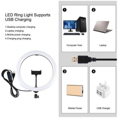 Обладнання для фотостудій Puluz Ring USB LED lamp 11.8" + tripod 1.65 (PKT3062B) фото